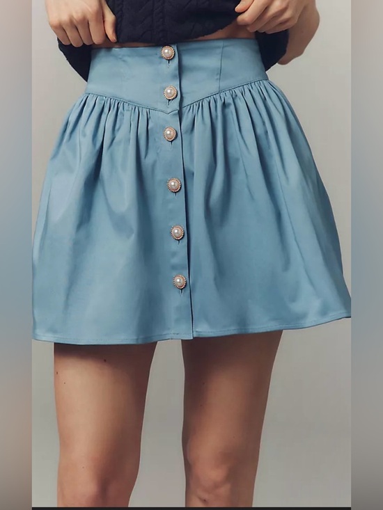 Anthropologie Dresses & Skirts - Maeve by Anthropologie Basque Waist Buttondown Mini Skirt 🩵